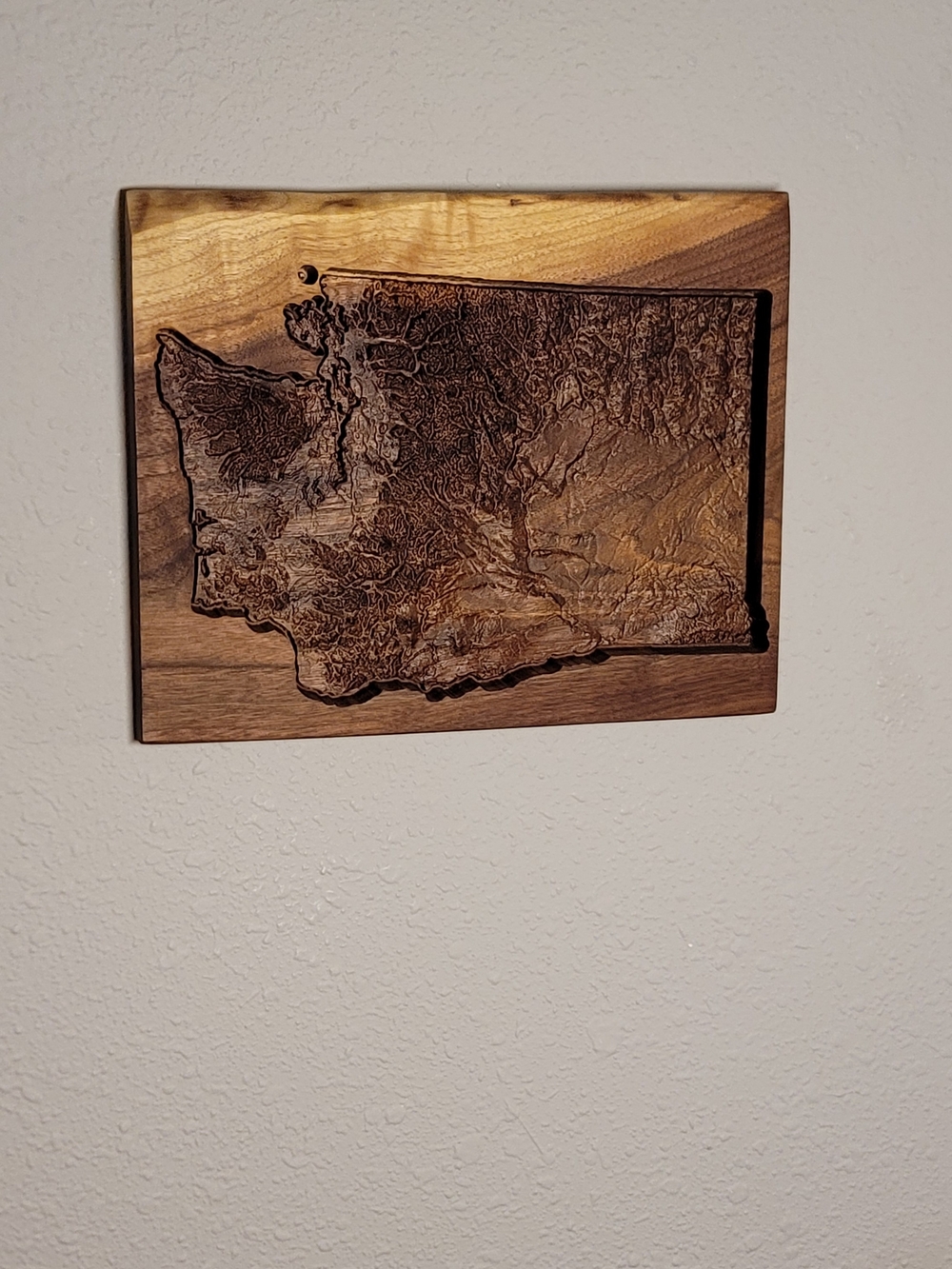 Wooden Washington State Topographic Wall Art - Brown